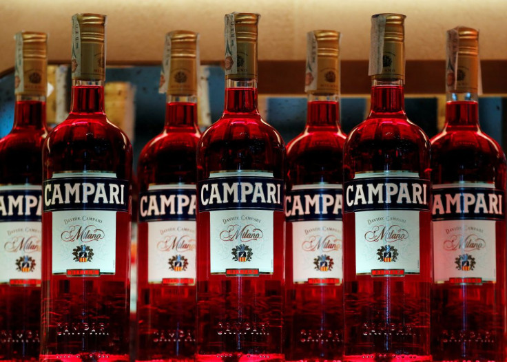 Campari bottles are seen in a bar in Milan, Italy, September 4, 2018.