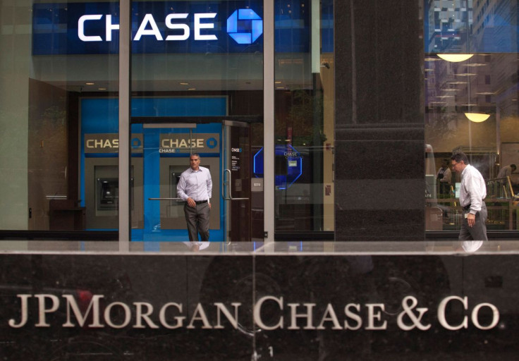 A customer exits the lobby of JPMorgan Chase & Co. headquarters in New York May 14, 2012. 