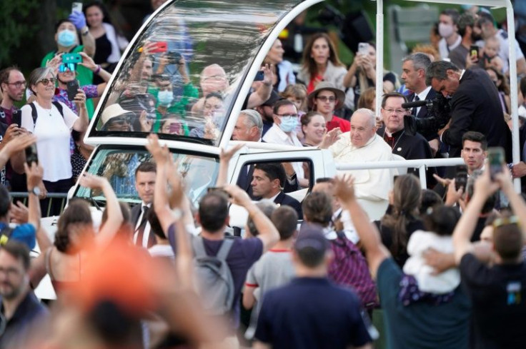 Pope Francis departs the Citadel of Quebec in Quebec City, Canada, on July 27, 2022