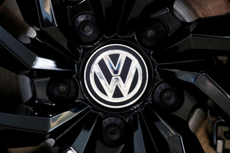 The logo of German carmaker Volkswagen is seen on a rim cap in a showroom of a Volkswagen car dealer in Brussels, Belgium July 9, 2020.