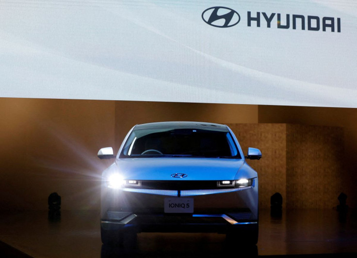 Hyundai Motor's IONIQ 5 is displayed at Hyundai Mobility Japan's news conference in Tokyo, Japan, February 8, 2022. 