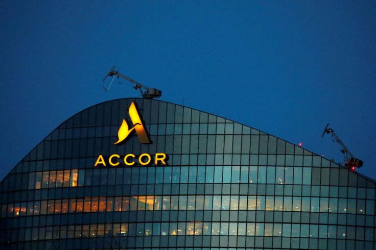 The logo of French hotel operator AccorHotels is seen on top of the company's headquarters in Issy-les-Moulineaux near Paris, France, February 17, 2021.