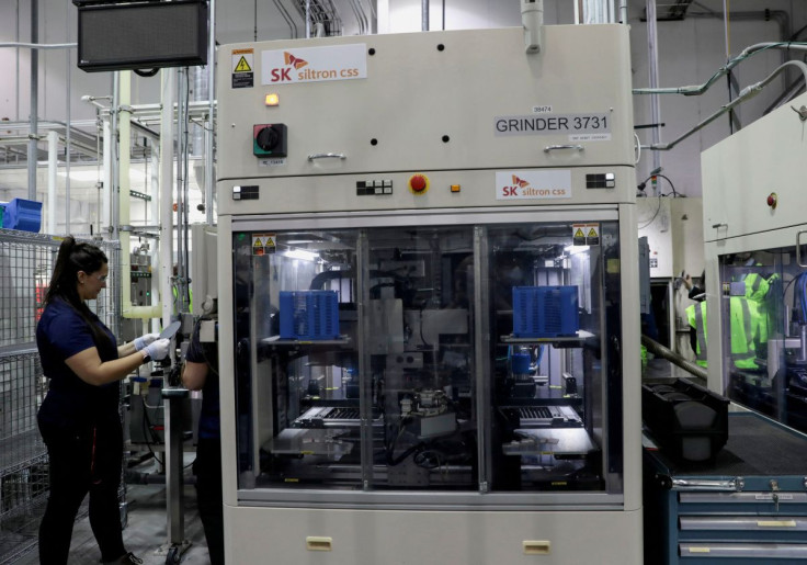 The production area of SK Siltron CSS, a silicon wafer plant being expanded by South Korean semiconductor manufacturer, is seen in Auburn, Michigan, U.S., March 16, 2022.