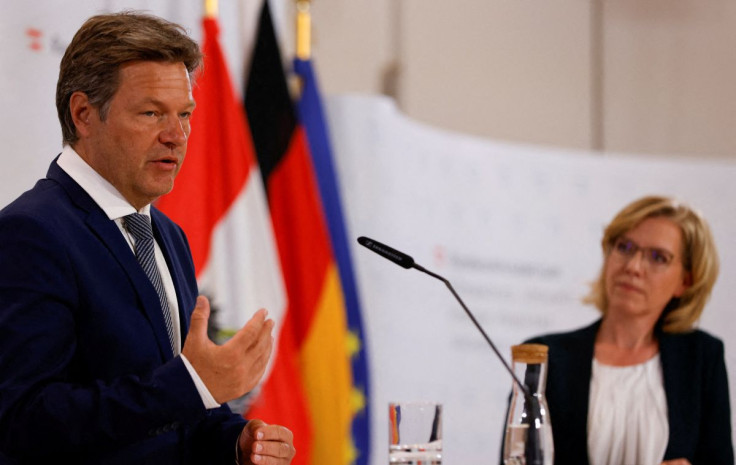 German Vice-Chancellor and Economy Minister Robert Habeck and Austrian Energy Minister Leonore Gewessler address a news conference in Vienna, Austria July 12, 2022.