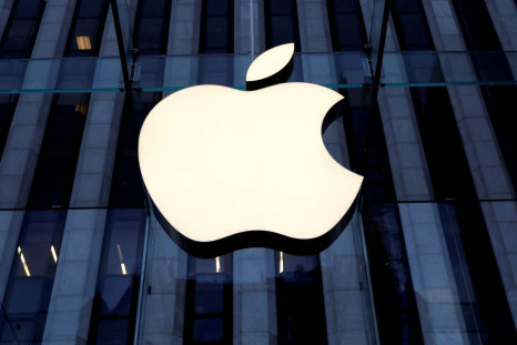 The Apple Inc logo is seen hanging at the entrance to the Apple store on 5th Avenue in Manhattan, New York, U.S., October 16, 2019. 