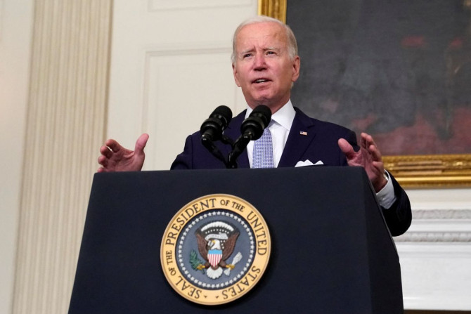 U.S. President Joe Biden gestures as he delivers remarks on the Inflation Reduction Act of 2022 at the White House in Washington, U.S., July 28, 2022. 
