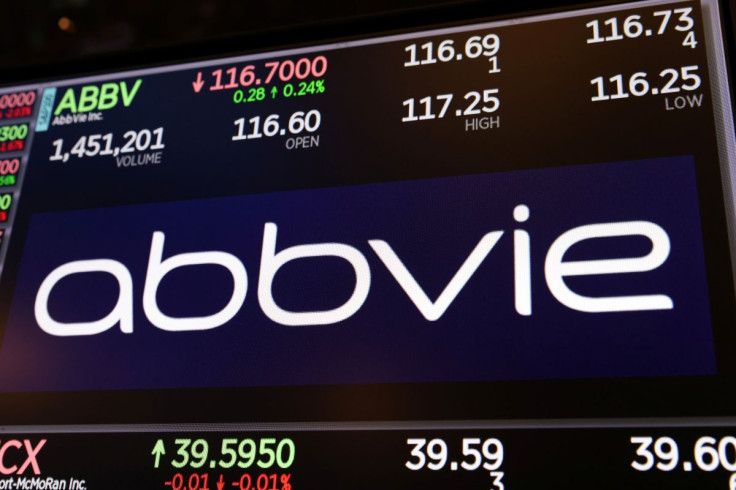 The logo for AbbVie is displayed on a screen at the New York Stock Exchange (NYSE) in New York City, New York, U.S., November 17, 2021.