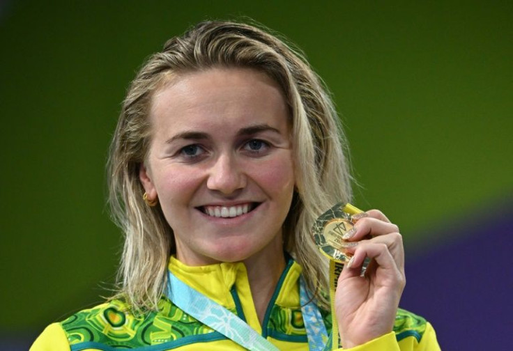 Golden moment:  Australia's Ariarne Titmus after winning the women's 200m freestyle
