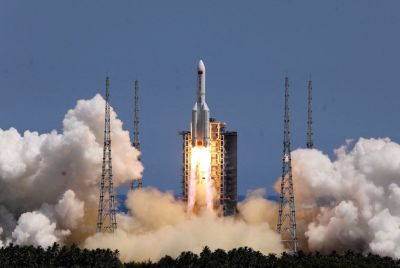 A Long March-5B Y3 rocket, carrying the Wentian lab module for China's space station under construction, takes off from Wenchang Spacecraft Launch Site in Hainan province, China July 24, 2022. China Daily via