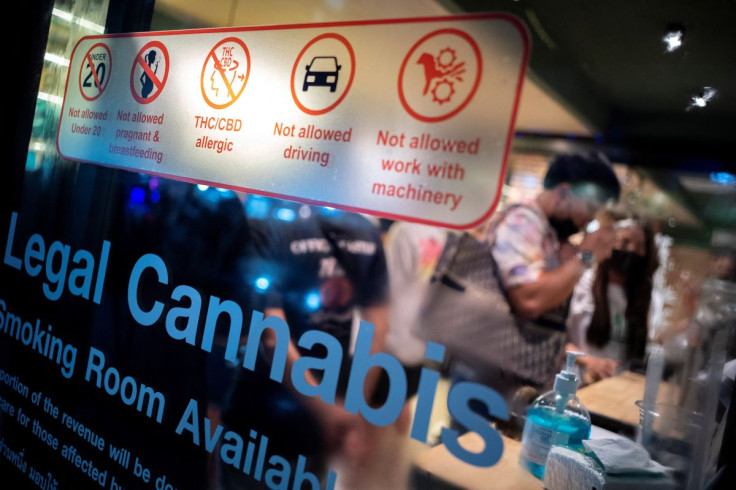 Signage is seen in front of the RG420 cannabis store, at Khaosan Road, one of the favourite tourist spots in Bangkok, Thailand, July 31, 2022.