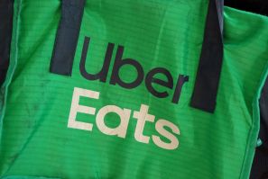 An Uber Eats delivery bag is seen on a bicycle in Brooklyn, New York City, U.S., May 9, 2022. 