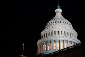 The U.S. Capitol dome is seen at night in Washington, U.S., January 19, 2022. 