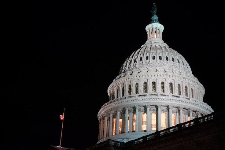 The U.S. Capitol dome is seen at night in Washington, U.S., January 19, 2022. 