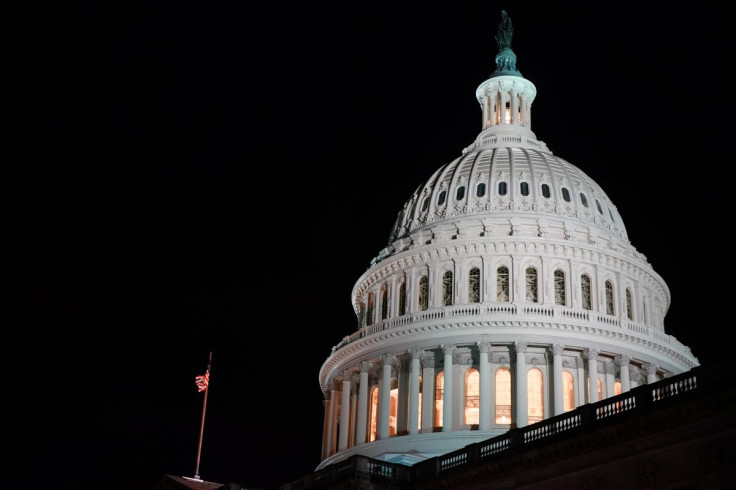 The U.S. Capitol dome is seen at night in Washington, U.S., January 19, 2022.
