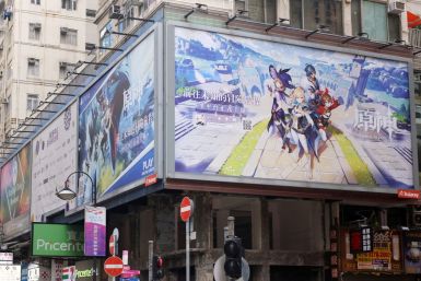  Billboard ad of fantasy game "Genshin Impact" from Shanghai-based developer Mihoyo is pictured in Hong Kong, China October 20, 2020. 