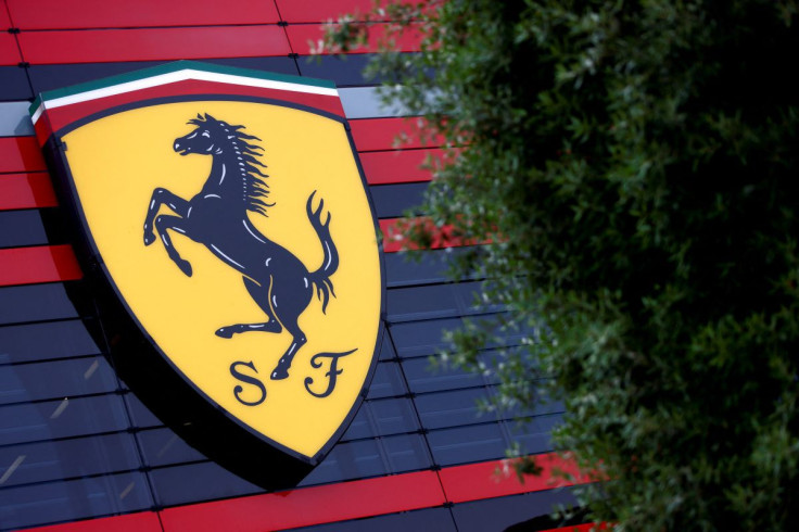 The Ferrari logo is seen at the company's headquarters in Maranello, Italy, June 8, 2021. Picture taken June 8, 2021. 