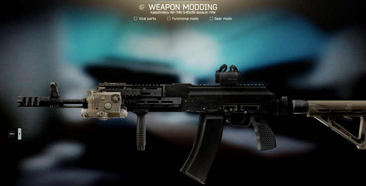 A modified 5.45x39 AK74 assault rifle from Escape From Tarkov