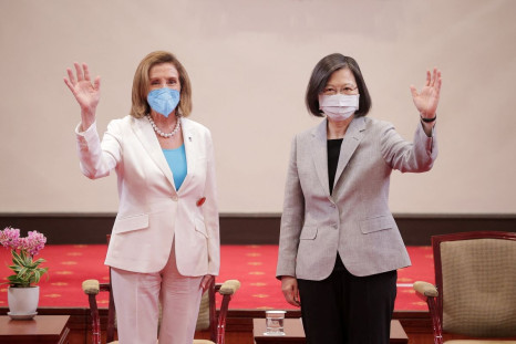 U.S. House of Representatives Speaker Nancy Pelosi attends a meeting with Taiwan President Tsai Ing-wen at the presidential office in Taipei, Taiwan August 3, 2022. Taiwan Presidential Office/Handout via REUTERS 