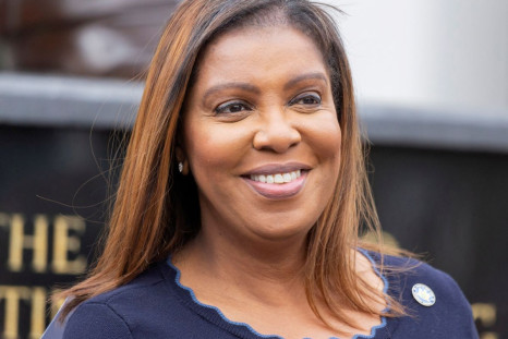 New York State Attorney General Letitia James smiles after receiving endorsements from Westchester County leaders for her bid for New York governor in White Plains, New York, U.S., December 2, 2021.  