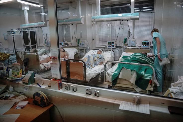 People wounded in a shopping mall hit by a Russian missile strike are treated in a hospital, as Russia's attack on Ukraine continues, in Kremenchuk, in Poltava region, Ukraine June 27, 2022. 