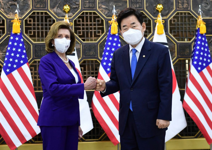 U.S. House of Representatives Speaker Nancy Pelosi meets with South Korea?s National Assembly Speaker Kim Jin-pyo in Seoul, South Korea August 4, 2022. Kim Min-Hee/Pool via REUTERS