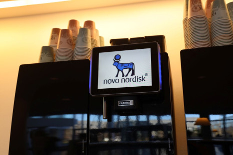 A coffee machine featuring Novo Nordisk logo is seen at the company headquarters in Copenhagen, Denmark, February 5, 2020. 