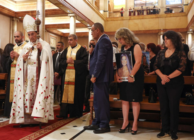 Families of victims of the August 2020 Beirut port explosion attend a mass held by Maronite Patriarch Bechara Boutros Al-Rai as Lebanon marks the two-year anniversary of the explosion, in Beirut Lebanon August 4, 2022. 