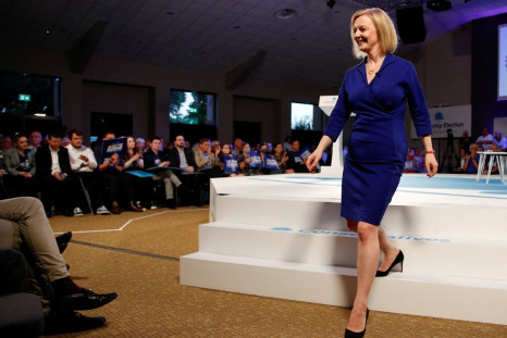 Britain's Conservative Party leadership candidate Liz Truss attends a hustings event, part of the Conservative party leadership campaign, in Cardiff, Britain, August 3, 2022. 