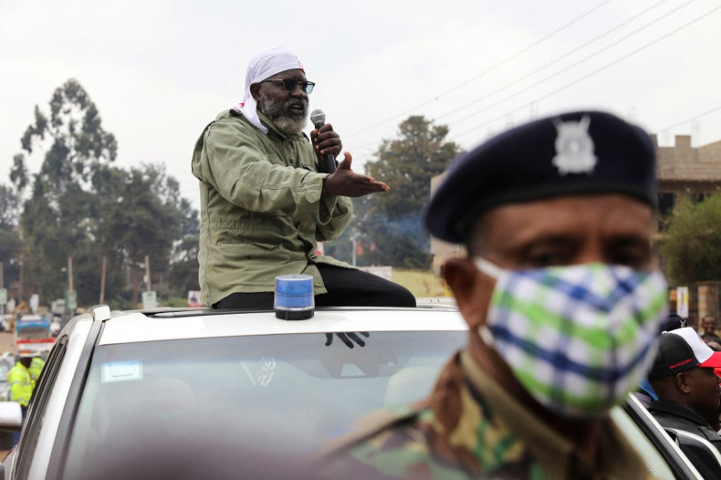 Kenyan presidential candidate George Wajackoyah speaks during an election campaign rally in Gatundu, Kenya, August 3, 2022.