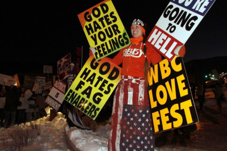 Members of the Westboro Baptist church protest the screening of &quot;Red State&quot; at the Sundance Film Festival in Park City, Utah