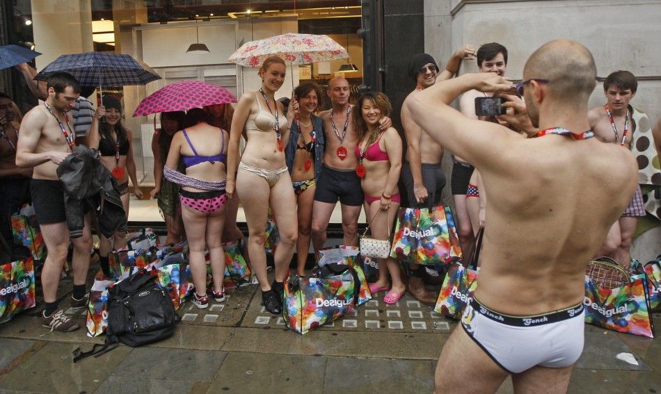 Shoppers in their underwear at Desigual