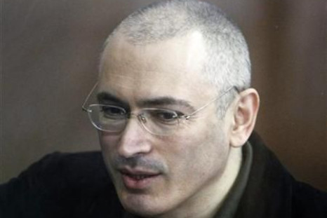 Jailed former Russian oil tycoon Mikhail Khodorkovsky attends a court session in Moscow