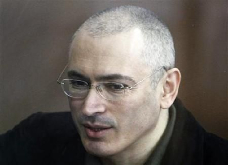 Jailed former Russian oil tycoon Mikhail Khodorkovsky attends a court session in Moscow
