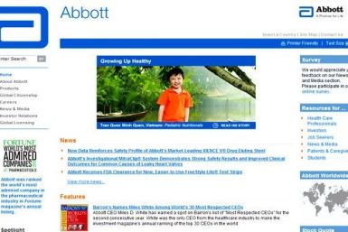 The corporate homepage of Abbott Laboratories