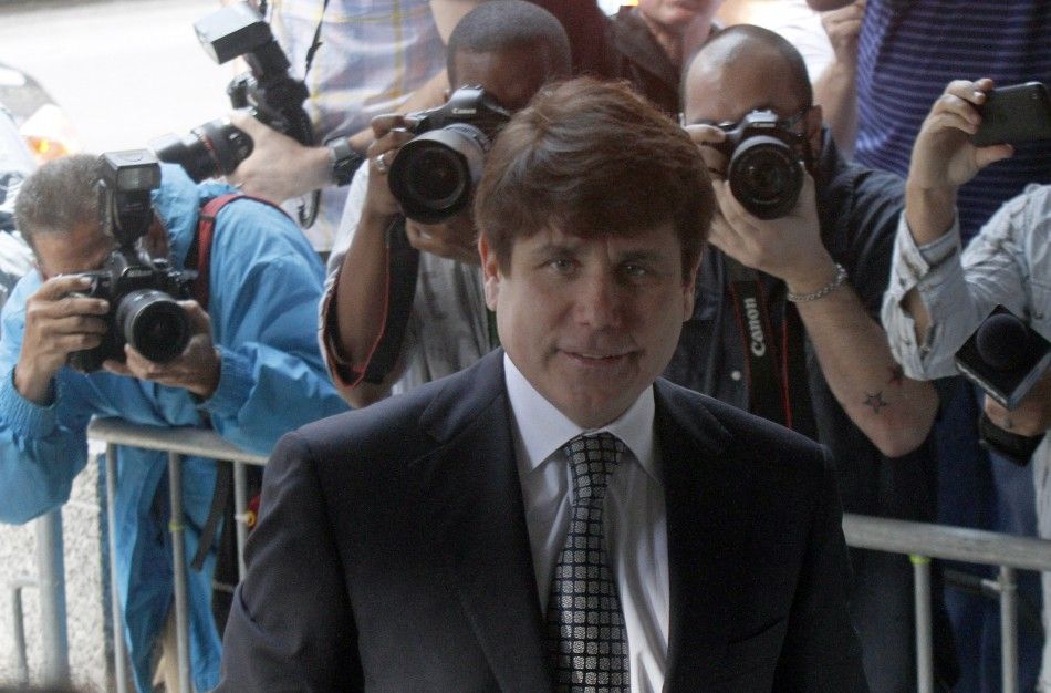 Former Illinois Governor Rod Blagojevich enters the Dirksen Federal building to hear the verdict of his second corruption trial in Chicago