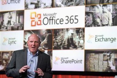Microsoft CEO Steve Ballmer speaks at the launch of the company&#039;s Microsoft 365 cloud service in New York, June 28, 2011.
