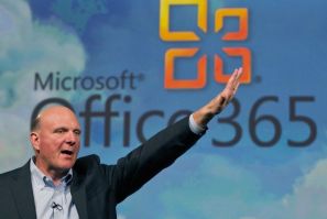 Microsoft CEO Steve Ballmer speaks at the launch of the company&#039;s Microsoft 365 cloud service in New York, June 28, 2011.