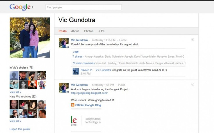 Google Plus Screen Shot