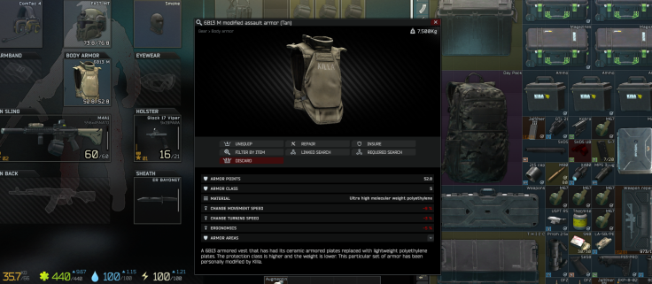 Tarkov - Armor Class Screen