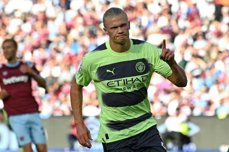Debut double: Erling Haaland scored twice on his Premier League debut for Manchester City
