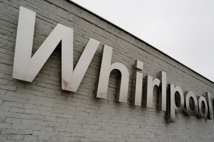 The Whirlpool logo is seen at their plant in Apodaca, Monterrey, Mexico