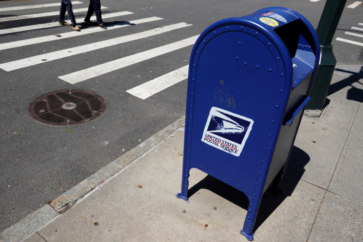 A United States Postal Service mailbox is seen in Manhattan, New York City