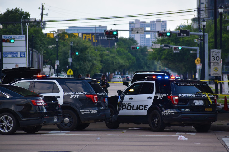 Houston police cars blocking a street