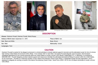 FBI wanted poster shows Iranian Shahram Poursafi, after U.S. charged him with plotting the murder of John Bolton in Washington