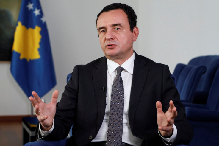 Kosovo's Prime Minister Albin Kurti speaks during an interview with Reuters at his office in Pristina