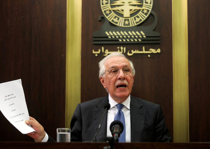 Former Lebanese minister Ghazi Zeaiter speaks during a news conference in Beirut