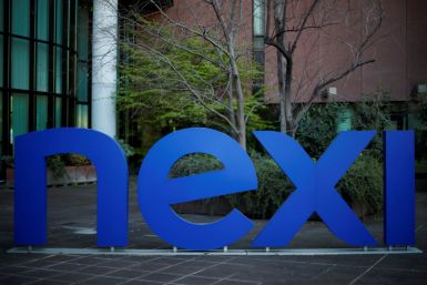 The logo of Italian payments group Nexi is pictured outside their headquarters in Milan