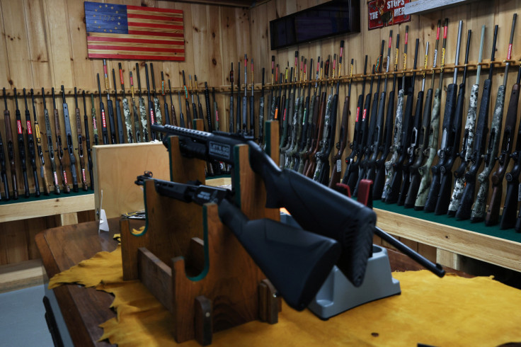 Various types of firearms are seen on display at Calamity Jane's Firearms and Fine Shoes in Hudson Falls