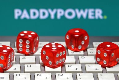 Paddy Power logo is seen behind a keyboard and gambling dice in this illustration taken in Sarajevo