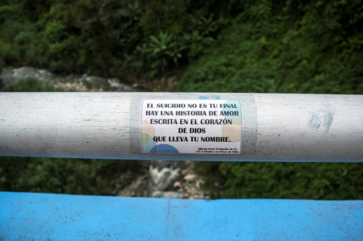 A sticker placed on a viaduct in Merida, Venezuela encourages people not to commit suicide